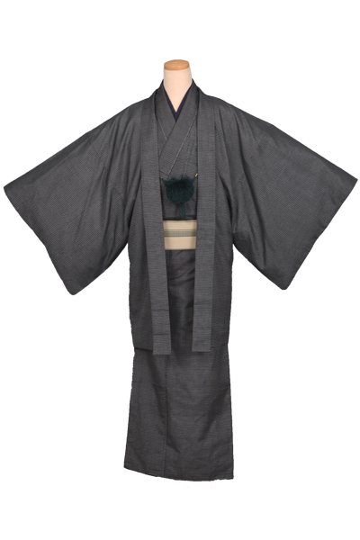 紬アンサンブル(泥茶絣)